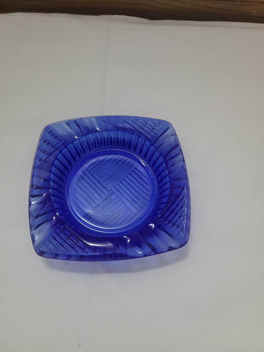 Vintage Cobalt Blue Glass Ashtray 4 Inch Great Condition No Chips Or Cracks
